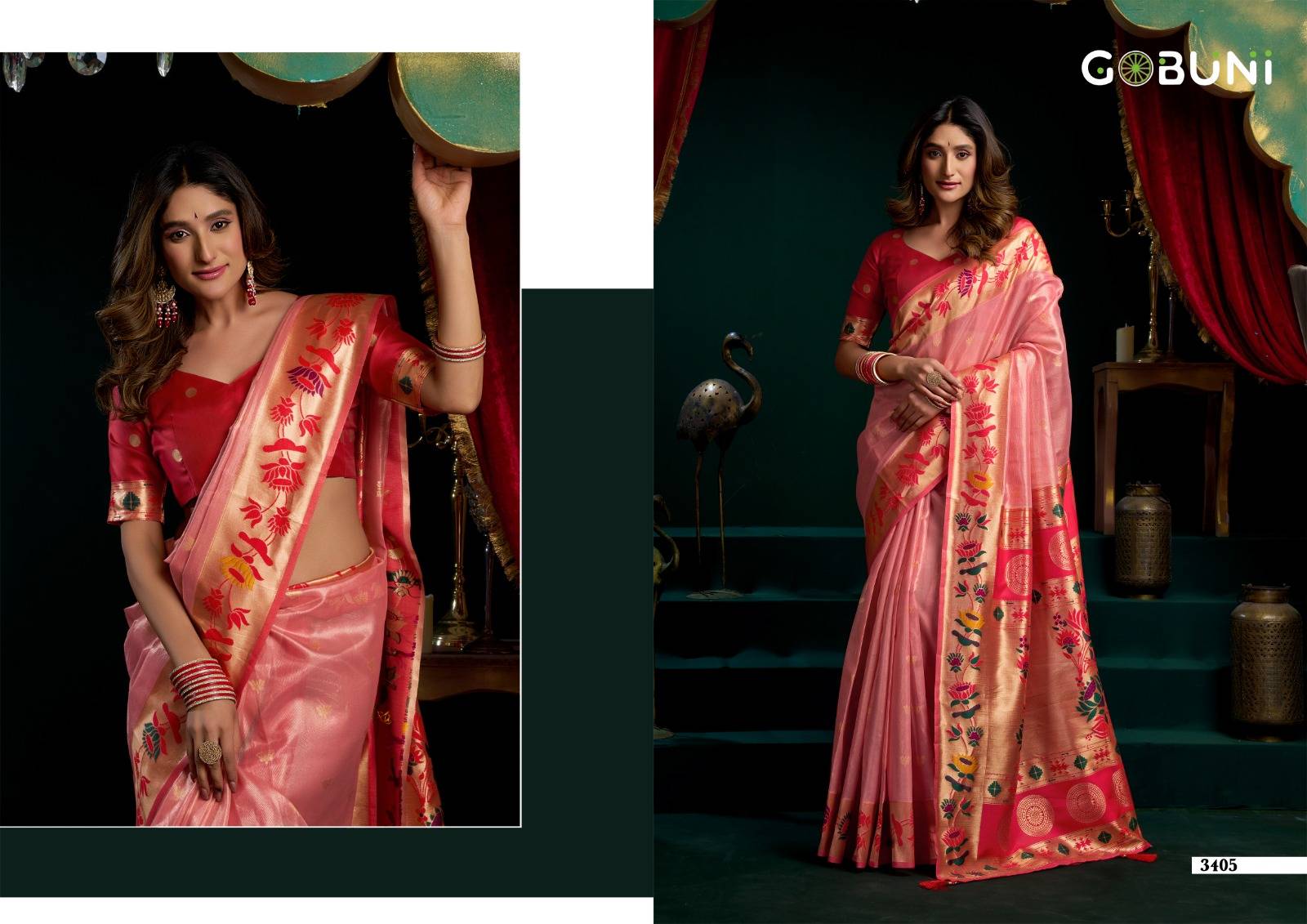SEERAT BY GOBUNI 3401 TO 3406 Series Indian Traditional Wear Collection Beautiful Stylish Fancy Colorful Occasional Wear Tissue Sarees At Wholesale Price